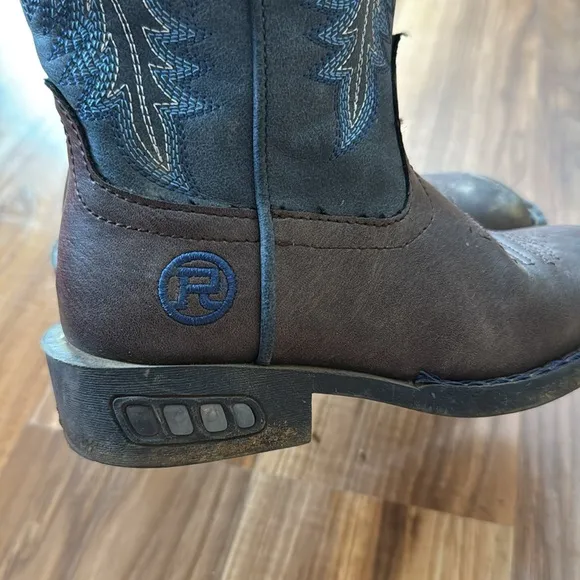 Roper boots boy blue brown light up shoes toddler 10 western cowboy