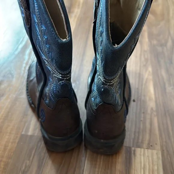 Roper boots boy blue brown light up shoes toddler 10 western cowboy