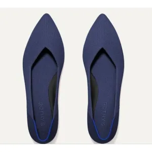 Rothys Ballet Flats The Point II in Deep Navy Pointy Toe Knit Shoes Size…