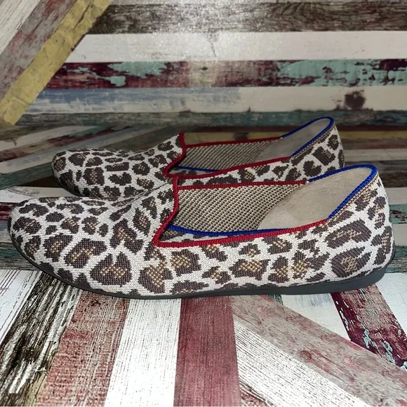 Rothy’s Mocha Spot Leopard Print Women's Loafers Shoes EUC Tan/Cream SZ 8