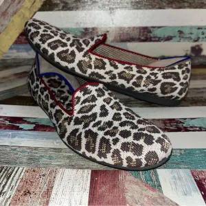 Rothy’s Mocha Spot Leopard Print Women's Loafers Shoes EUC Tan/Cream SZ 8