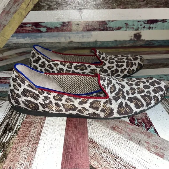 Rothy’s Mocha Spot Leopard Print Women's Loafers Shoes EUC Tan/Cream SZ 8