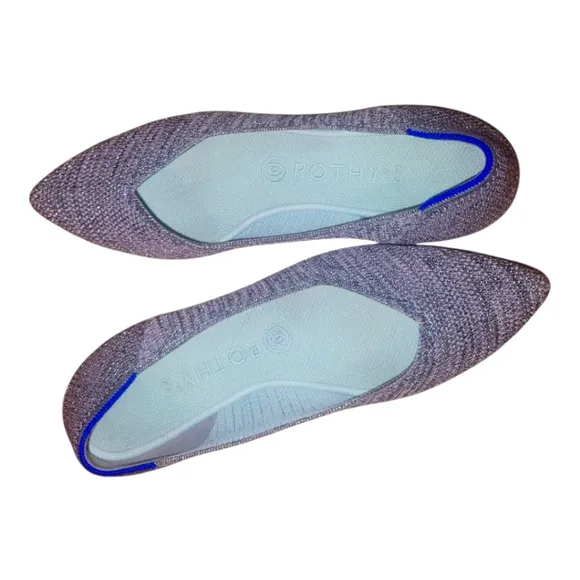 Rothy's The Point II Light Pewter Women's Solid Knit Flats Sz 8