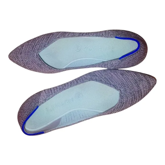 Rothy's The Point II Light Pewter Women's Solid Knit Flats Sz 8