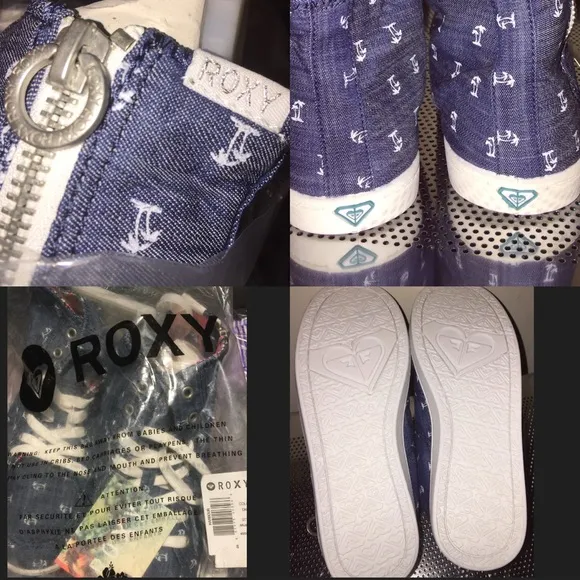 Roxy denim fashion sneakers shoes Zipper Hi Top Sneakers palm print canvas shoes
