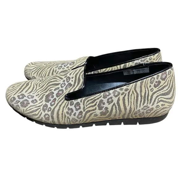 Sabrinas Mixed Animal Print Loafer Slip On Cushion Flats Size 40 EU 9.5 US