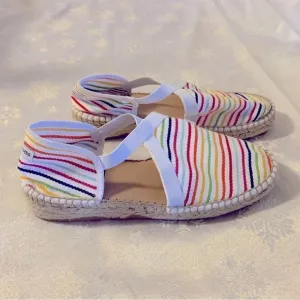 Saint James Espadrilles Boat Shoes Rainbow Nautical Sz 9 NWOT Gorgeous