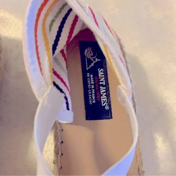 Saint James Espadrilles Boat Shoes Rainbow Nautical Sz 9 NWOT Gorgeous