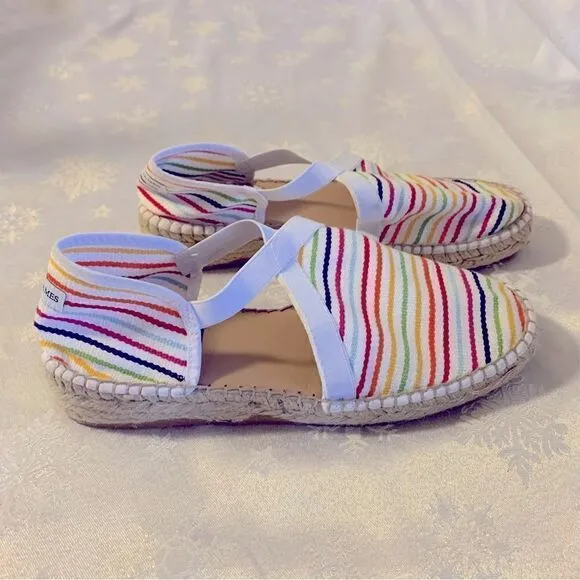 Saint James Espadrilles Boat Shoes Rainbow Nautical Sz 9 NWOT Gorgeous