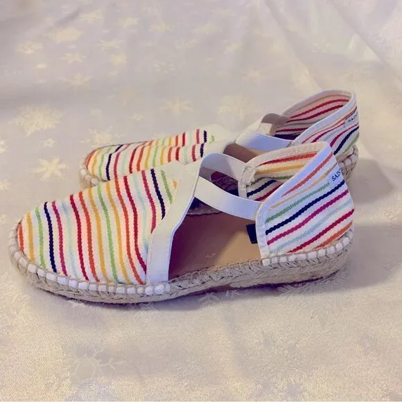 Saint James Espadrilles Boat Shoes Rainbow Nautical Sz 9 NWOT Gorgeous
