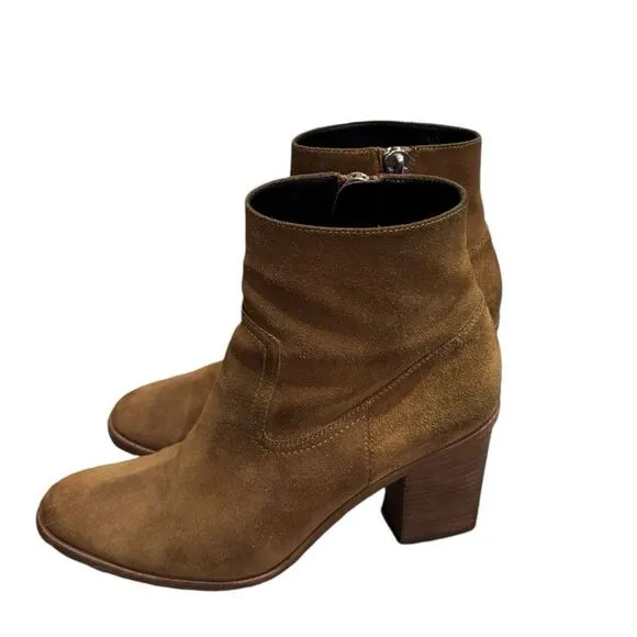 Saint Laurent Tan Light Brown Suede Ankle Bootie Heel Shoes 39