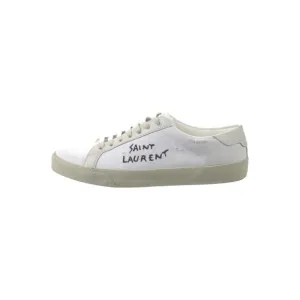 Saint Laurent Women's Court Classic Canvas Leather Low Top Sneakers 38