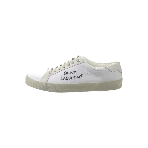Saint Laurent Women's Court Classic Canvas Leather Low Top Sneakers 38