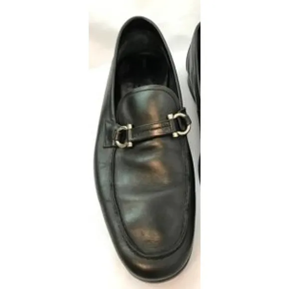 Salvatore Ferragamo Black Leather Men's Shoes 9 D