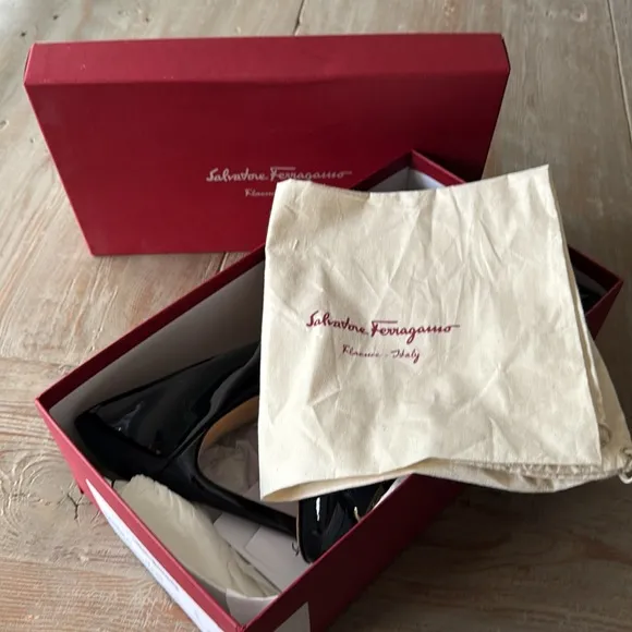 Salvatore Ferragamo Black Patent Leather Women's Shoes