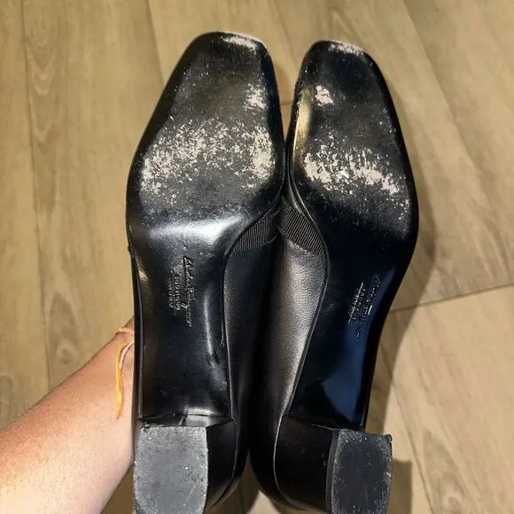 Salvatore Ferragamo Boutique Womens Black Leather Shoes Size 8‎ B