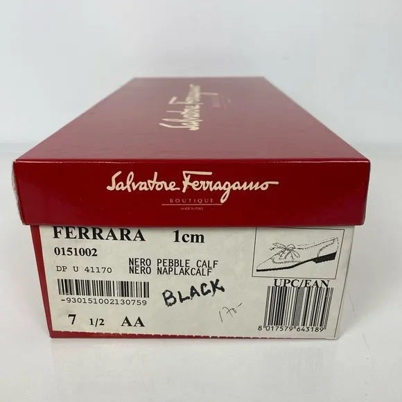 Salvatore Ferragamo Ferrara Women's 7 1/2 AA Black Leather Oxford Lace Up Shoes