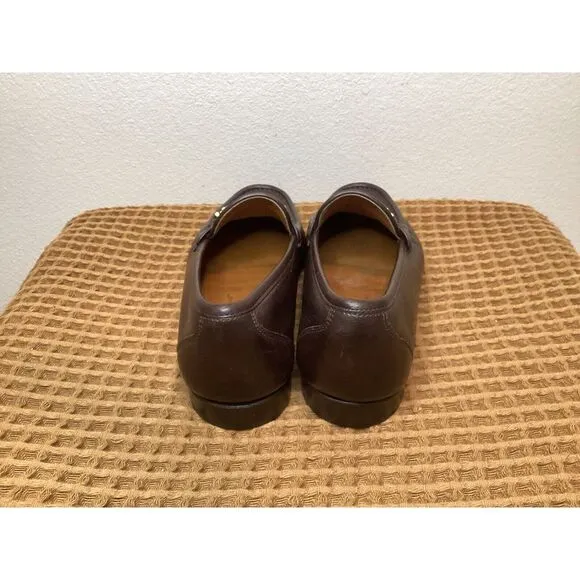 Salvatore Ferragamo Gancini bit‎ loafer Men's Sz 7 2E WIDE Brown Leather Shoes
