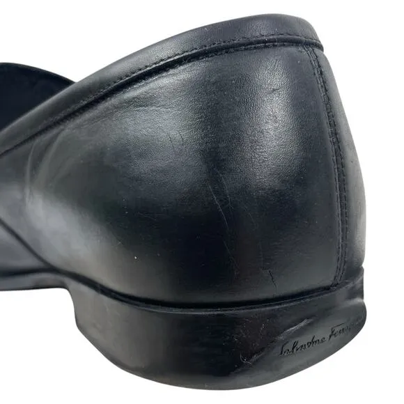 Salvatore Ferragamo Gancini Bit Square Toe Leather Shoes Size 10EE/ 11
