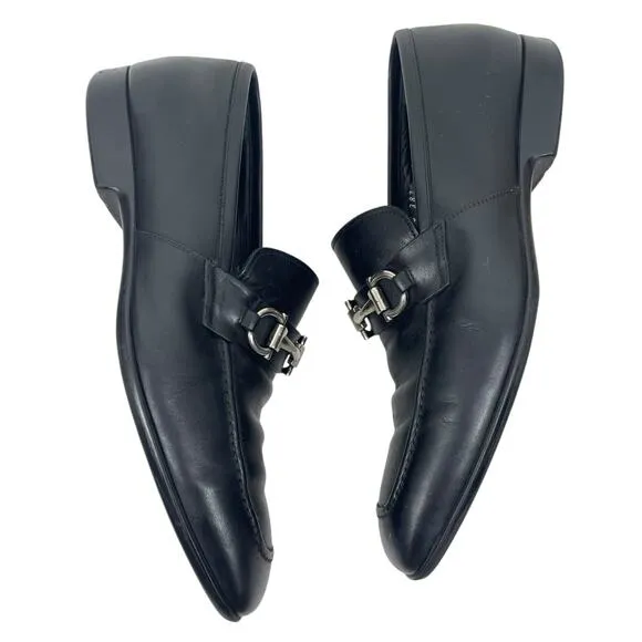 Salvatore Ferragamo Gancini Bit Square Toe Leather Shoes Size 10EE/ 11