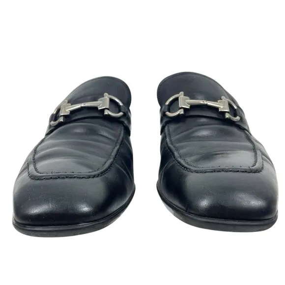 Salvatore Ferragamo Gancini Bit Square Toe Leather Shoes Size 10EE/ 11