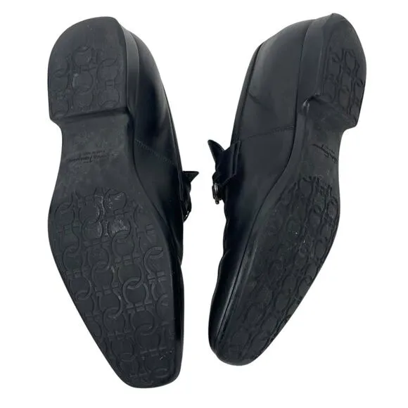 Salvatore Ferragamo Gancini Bit Square Toe Leather Shoes Size 10EE/ 11