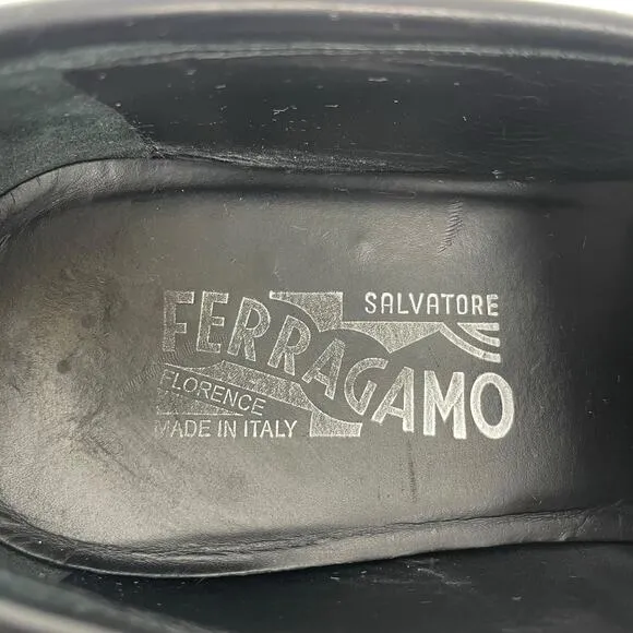 Salvatore Ferragamo Gancini Bit Square Toe Leather Shoes Size 10EE/ 11