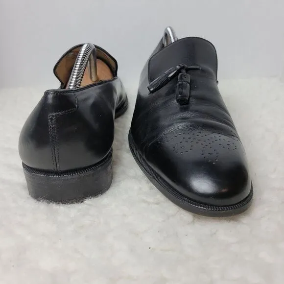 Salvatore Ferragamo Mens Black Leather Tassel Loader Shoes Size 10 D Lavorazione