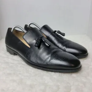 Salvatore Ferragamo Mens Black Leather Tassel Loader Shoes Size 10 D Lavorazione