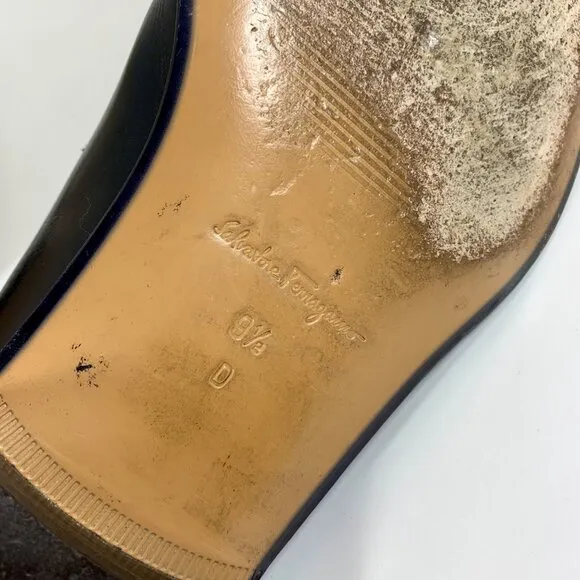 Salvatore Ferragamo Studio Mens Black Leather Penny Loafers 9.5D w/ Box Italian