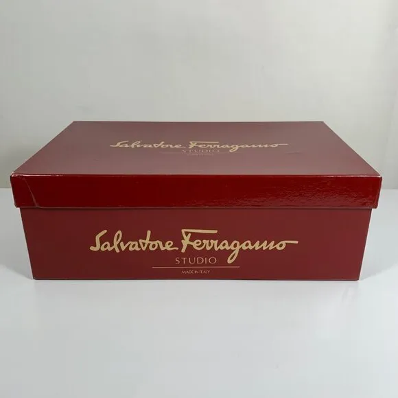 Salvatore Ferragamo Studio Mens Black Leather Penny Loafers 9.5D w/ Box Italian