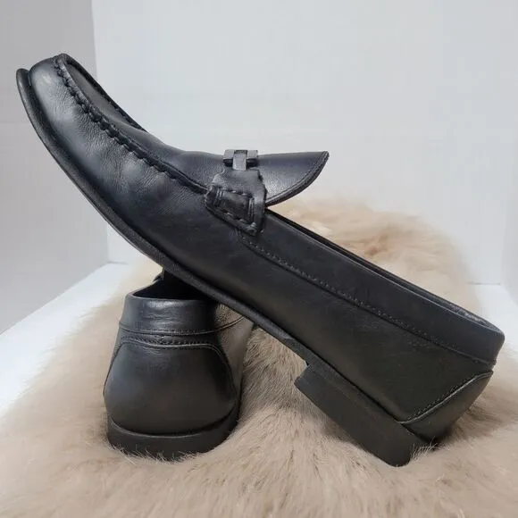 Salvatore Ferragamo Buckle Black Leather Loafer Shoes Size 9D