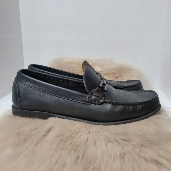Salvatore Ferragamo Buckle Black Leather Loafer Shoes Size 9D