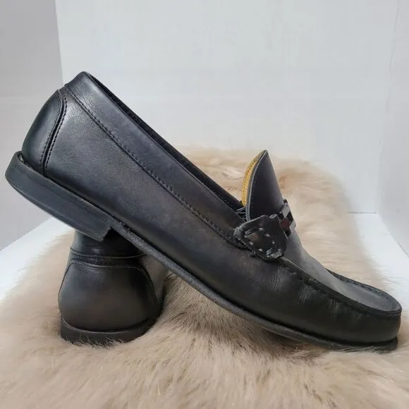 Salvatore Ferragamo Buckle Black Leather Loafer Shoes Size 9D