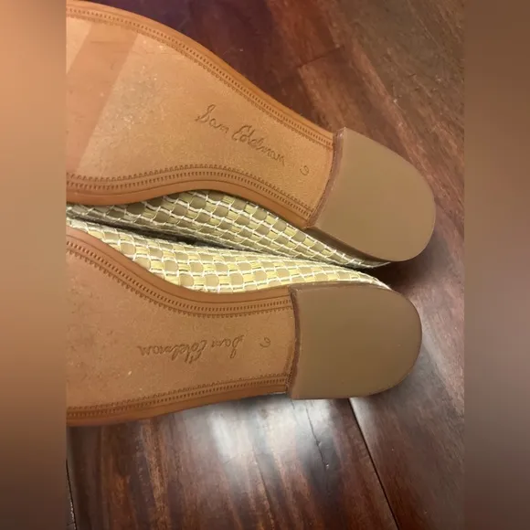 Sam Edelman Clara Women's Tan White Woven Leather Loader  Mules Shoes Si…