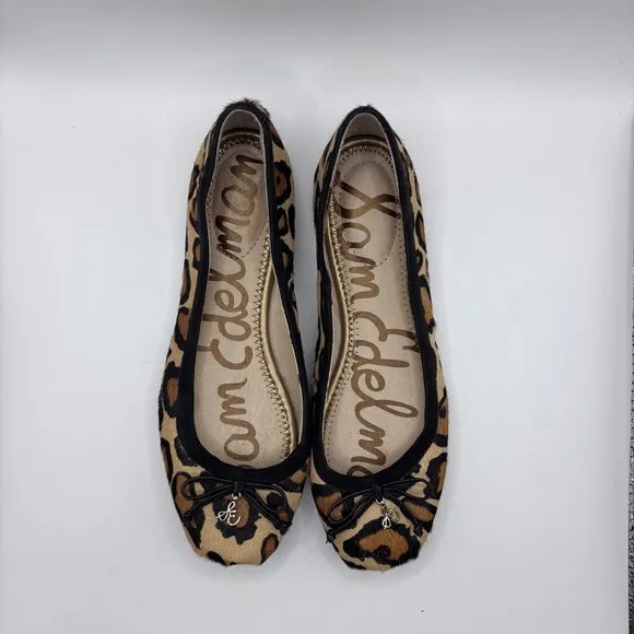 Sam Edelman Felicia Leopard Flat Calf Fur Leather 135823 Sz 6