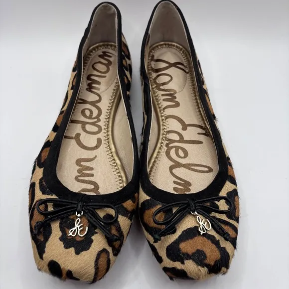 Sam Edelman Felicia Leopard Flat Calf Fur Leather 135823 Sz 6