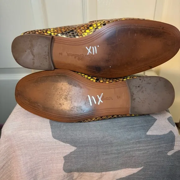 Sam Edelman Lior Yellow Snakeskin Leather Horse-bit Loafers, Size 8