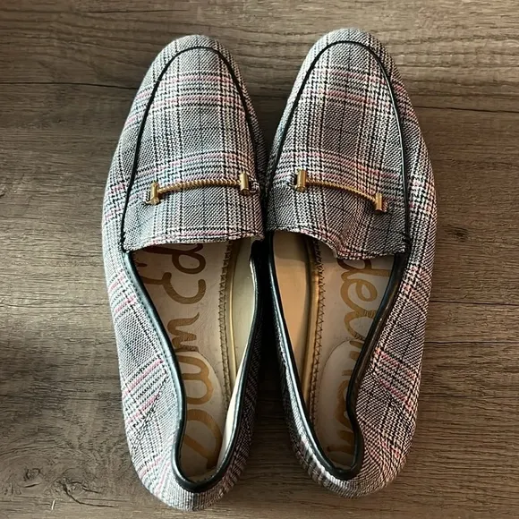 Sam Edelman Lori Black &amp; Pink Plaid Loafers size 11