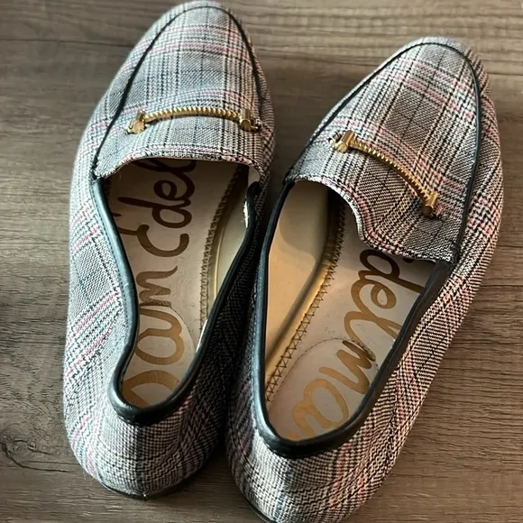 Sam Edelman Lori Black &amp; Pink Plaid Loafers size 11