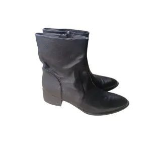 Sam Edelman Soft Black Leather Zip Ankle Boots Hilary Block Heel Women’s Size 8