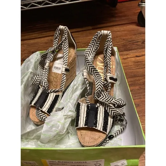 Sam Edelman Wedge Shoes Canvas Size 8 New In Box