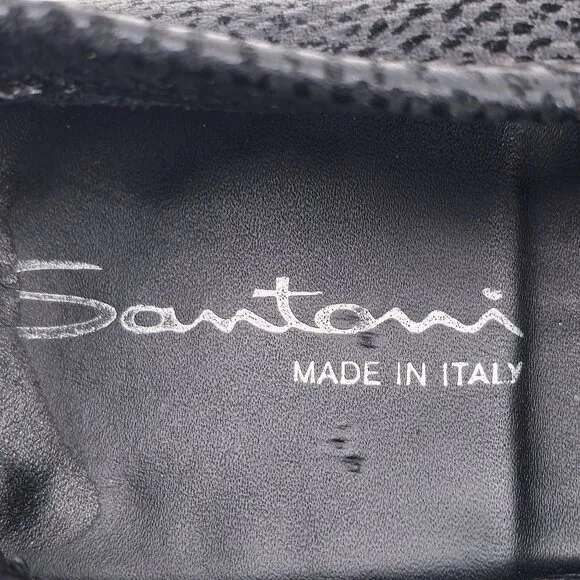 Santoni Italy Soft Black Deerskin Mens size 10.5 Paine Strap Loafers Dress Shoes