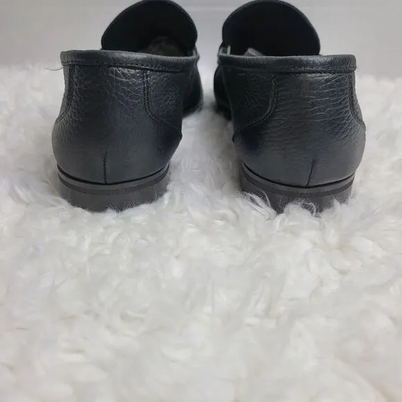 Santoni Penny Loafer Shoes Mens Size 10 Black Pebbled Leather Italy