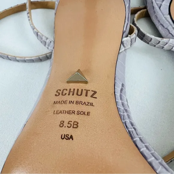 Schutz Altina Lavender Faux Vegan Crocodile Leather Strap Heels Women’s Sz 8.5B
