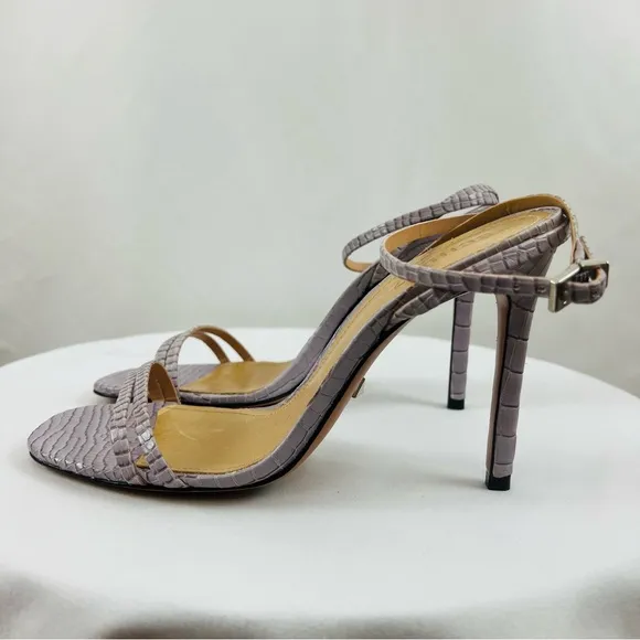 Schutz Altina Lavender Faux Vegan Crocodile Leather Strap Heels Women’s Sz 8.5B