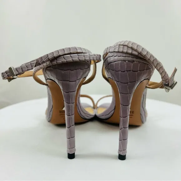 Schutz Altina Lavender Faux Vegan Crocodile Leather Strap Heels Women’s Sz 8.5B