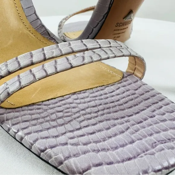 Schutz Altina Lavender Faux Vegan Crocodile Leather Strap Heels Women’s Sz 8.5B