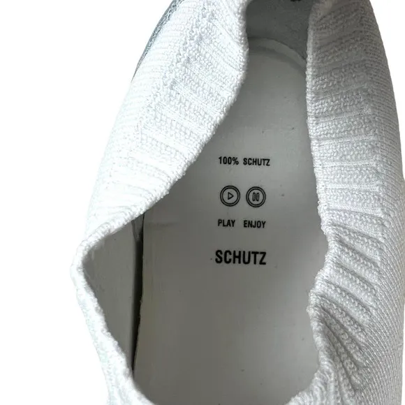 Schutz Evilyse Sneaker Laceless Elastic Trim‎ Slip On Cushioned White Women 10B