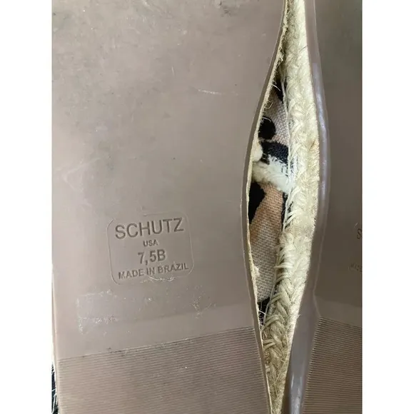 Schutz ohanna espadrille leopard flats sz 7.5 slip on canvas